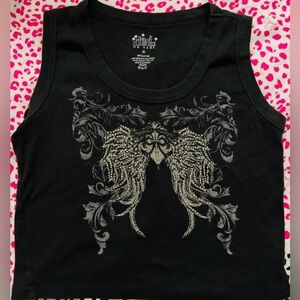 Black Graphic Tank Top